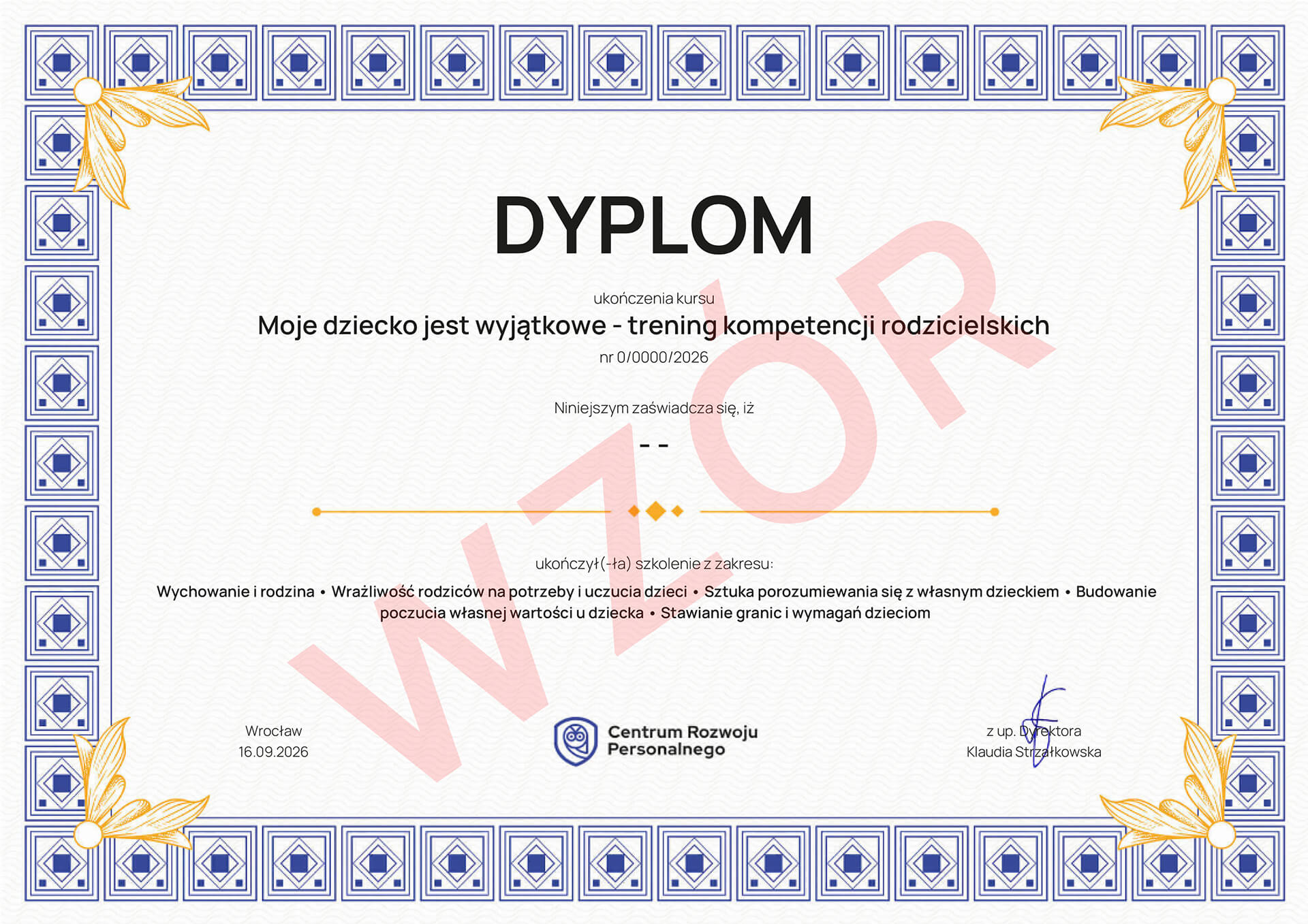 Wzór dyplomu